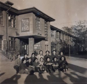 Hung Liu, sitting, second from left, at the Experimental High School, circa 1964