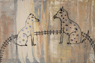 Holly Roberts - Two Dogs in Their Backyard