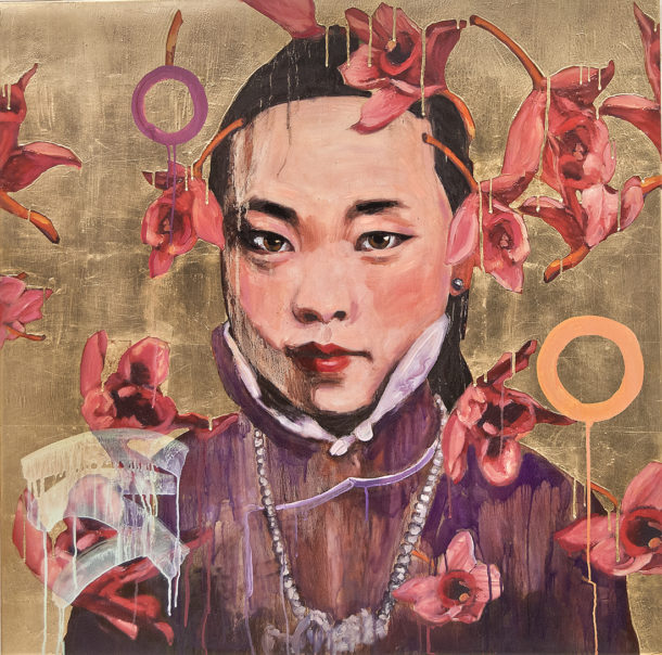 Hung  Liu - Red Flowers