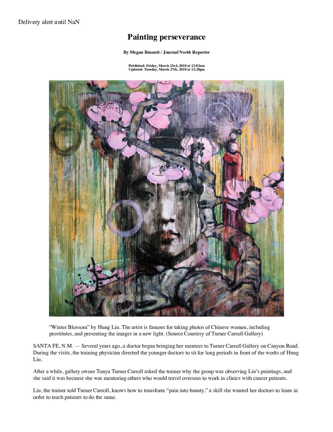 Hung Liu article in the Albuquerque Journal – 23 March 2018