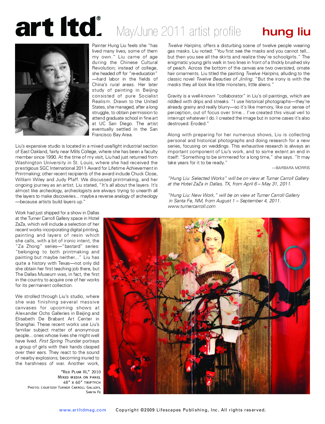 Hung Liu article in artltd. – May-June 2011