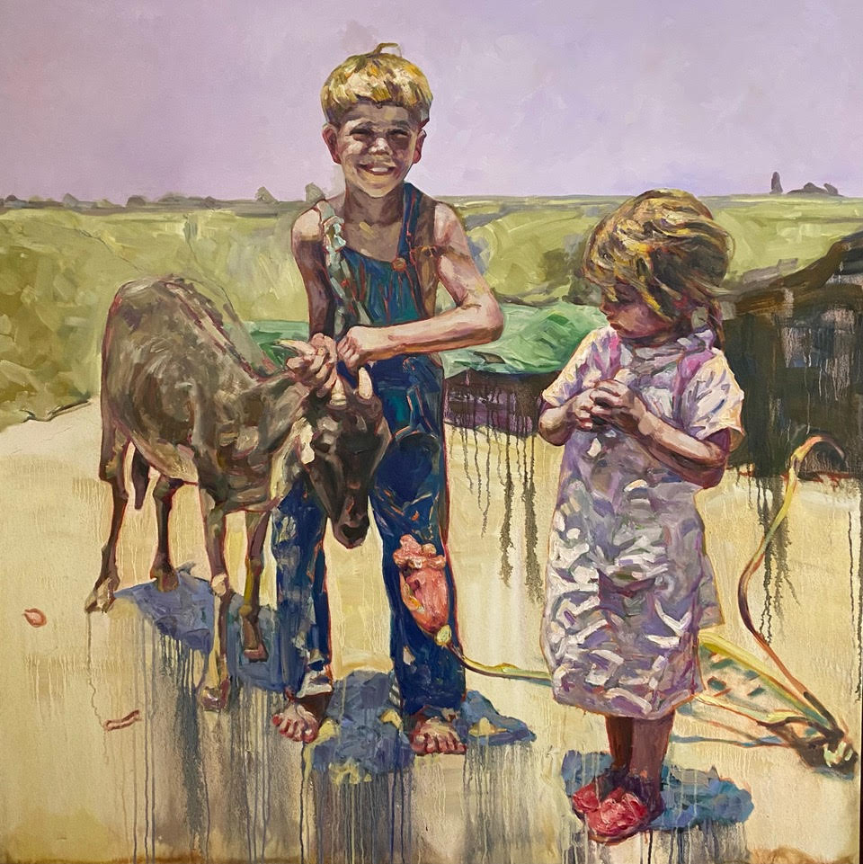Liu Yong 油彩画 チベット　伝統的な衣装の人物と馬 Hung Liu: Sanctuary at Turner Carroll