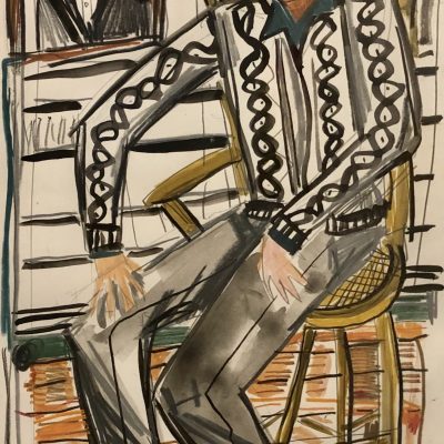David Bates - Untitled (Man in Chair)