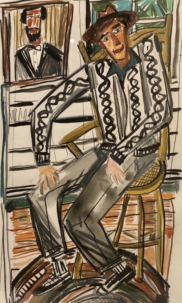 David Bates - Untitled (Man in Chair)