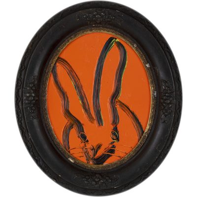 Hunt Slonem - Untitled, Oval Orange Bunny