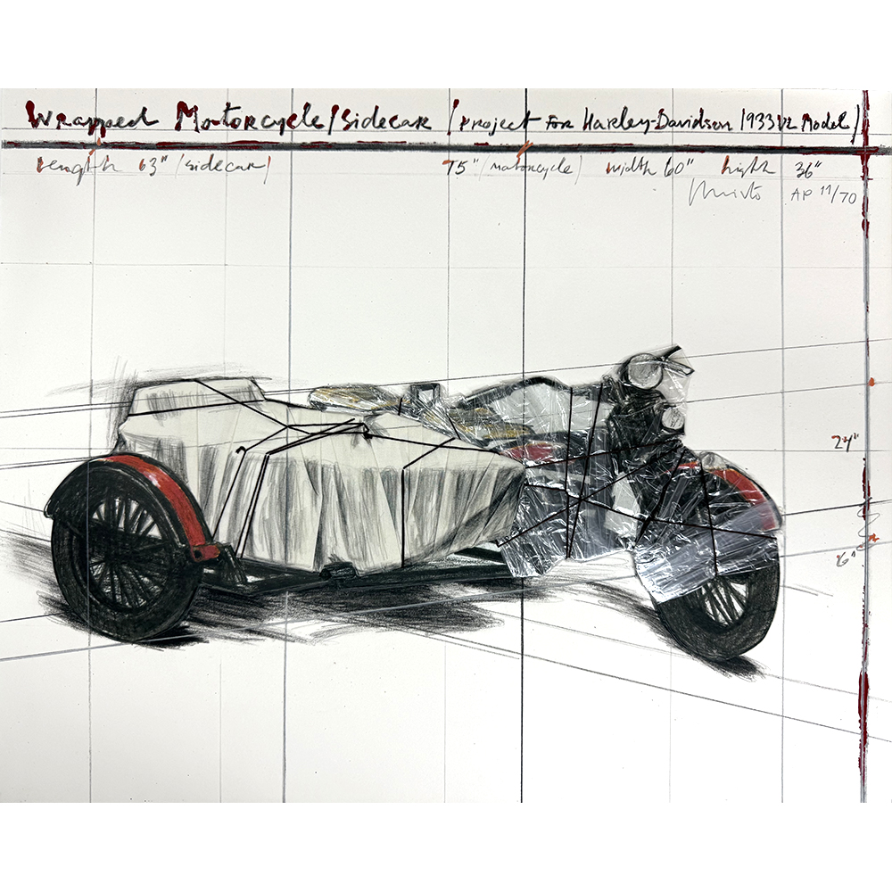 Christo and Jeanne-Claude - Wrapped motorcycle/sidecar (Project for Harley-Davidson 1933 VL Model