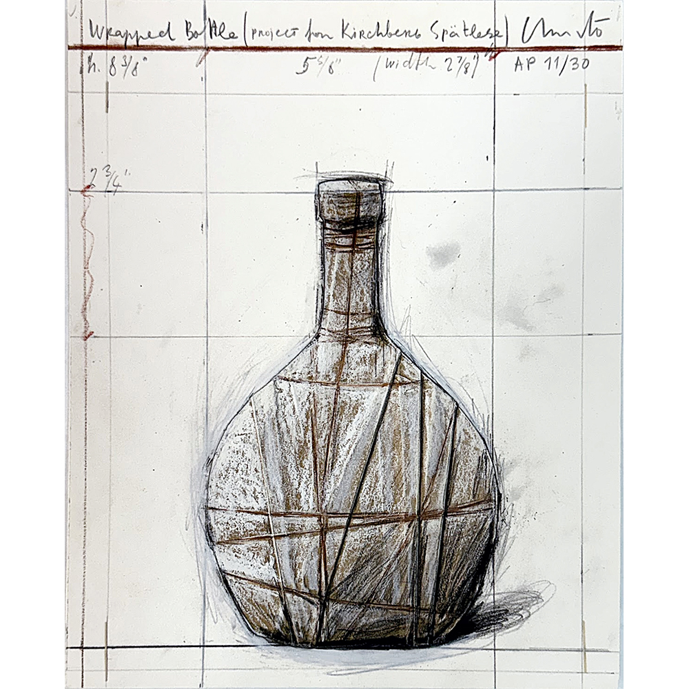 Christo and Jeanne-Claude - Wrapped Bottle, Project for Kirchberg Spätlese