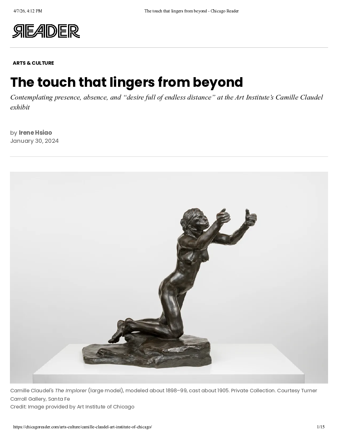 camille claudel chicago reader the touch that lingers