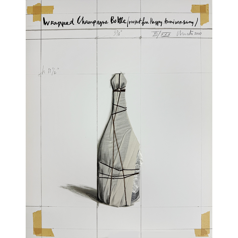 Christo and Jeanne-Claude - Wrapped Champagne Bottle (Project for Happy Anniversary)
