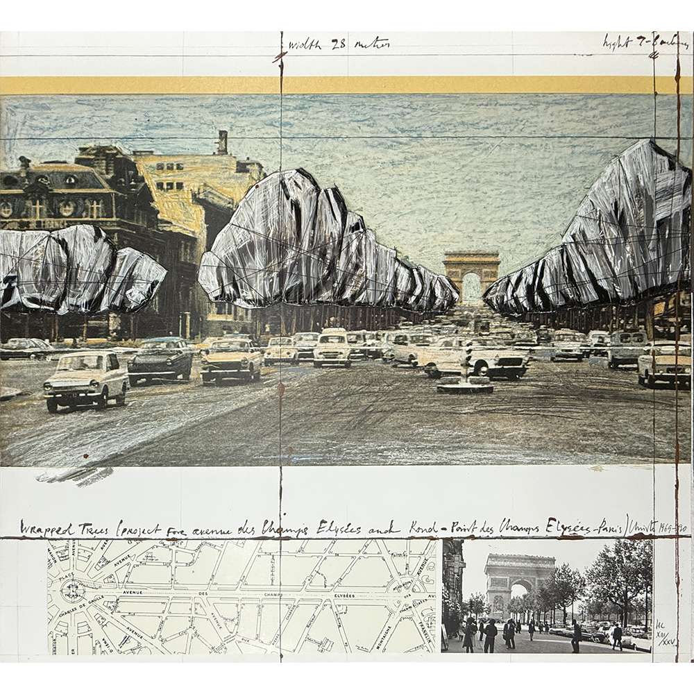 Christo and - Wrapped Trees, Project for the Avenue des Champs-Elysées, Paris