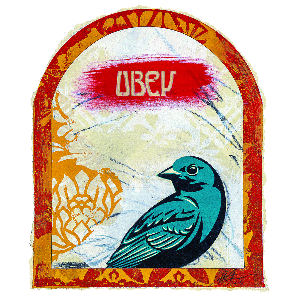 Shepard Fairey - Coal Mine Bird (Blue)