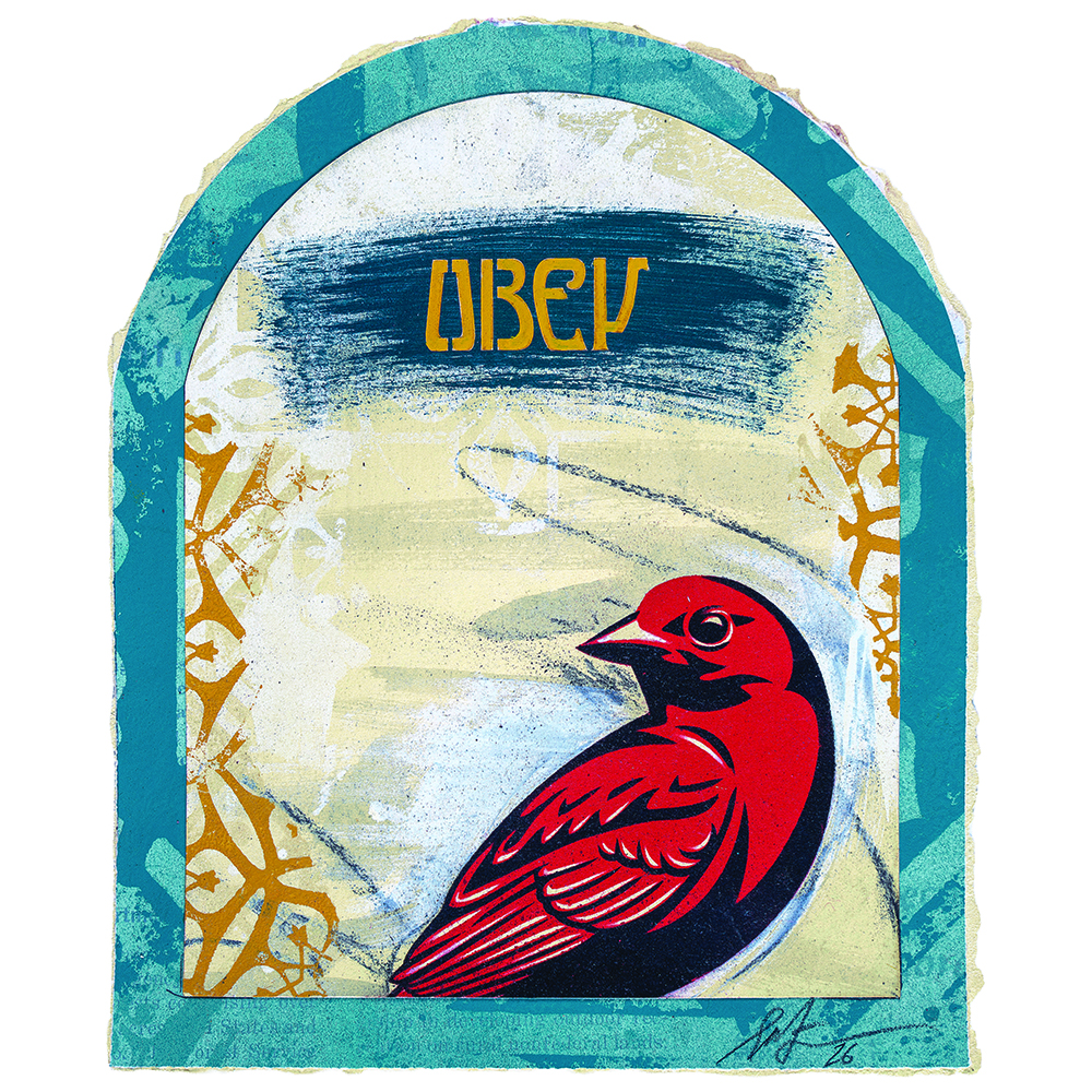 Shepard Fairey - Coal Mine Bird (RED)
