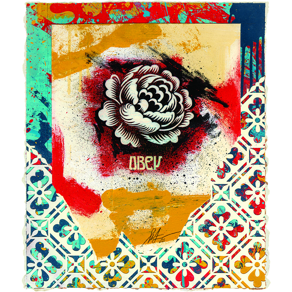 Shepard Fairey - Flower Study with Floral Pattern