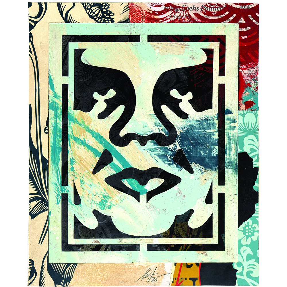 Shepard Fairey - Icon Study with Floral Pattern