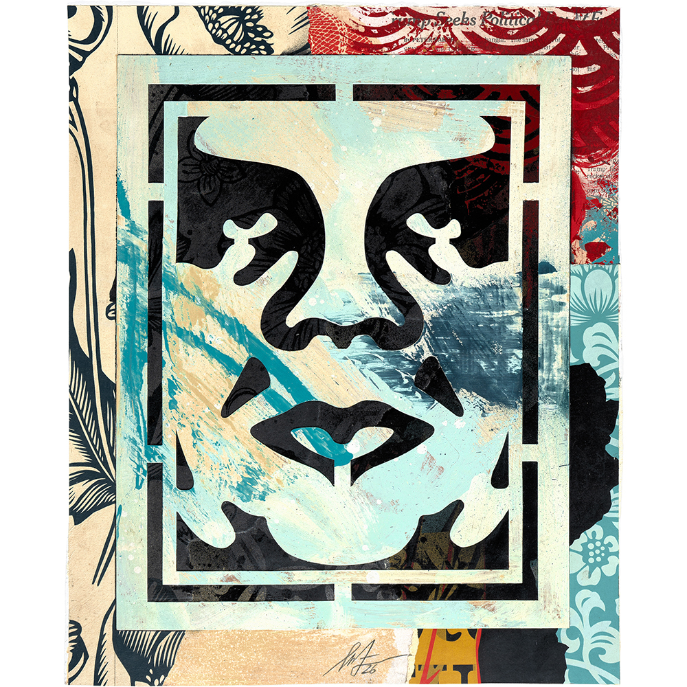 Shepard Fairey - Icon Study with Floral Pattern