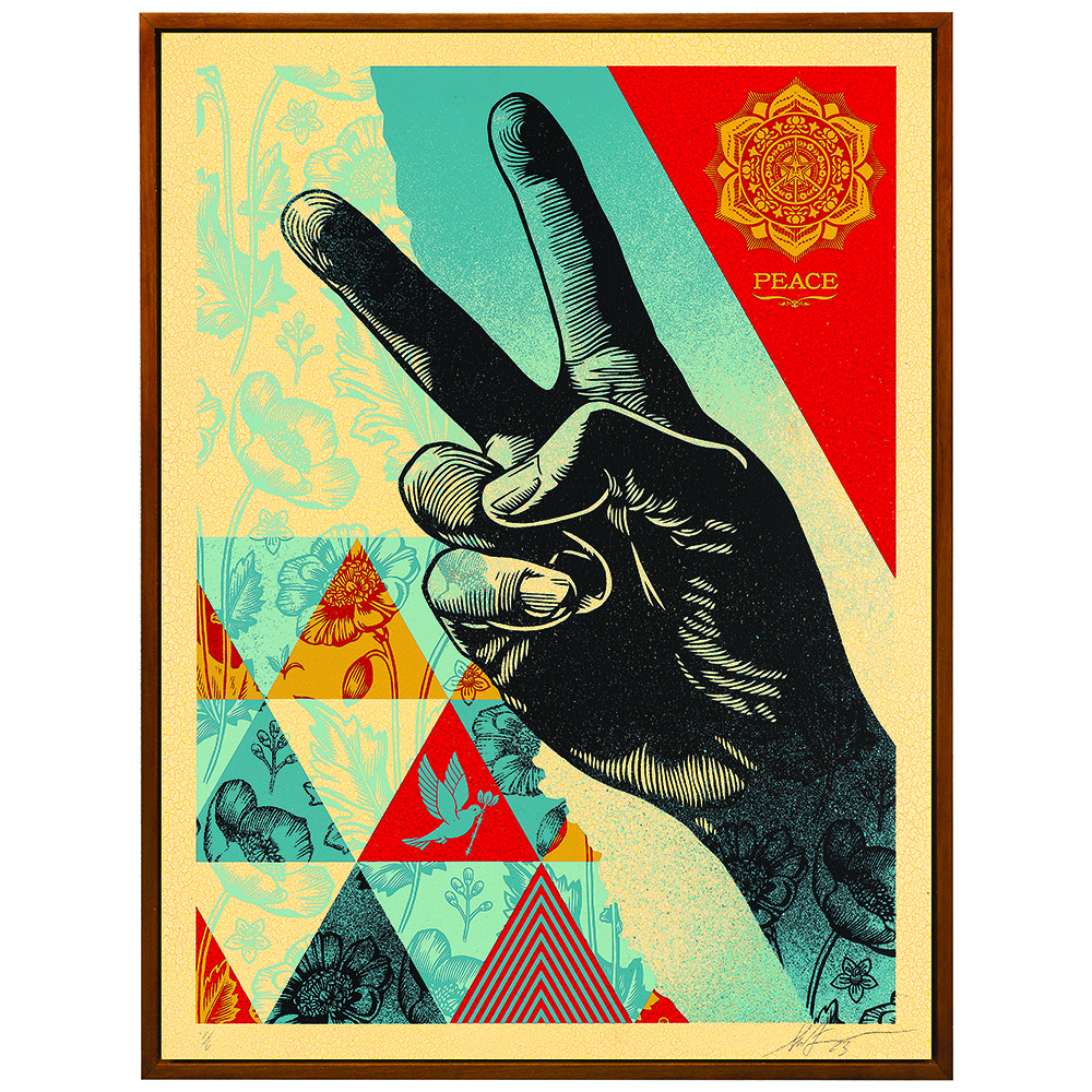 Shepard Fairey - Peace Fingers with Poppies 6/6