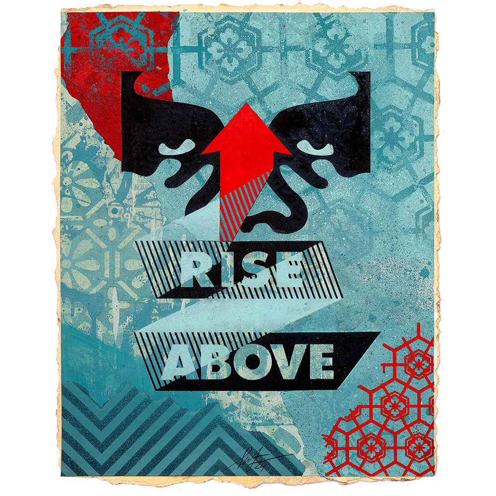 Shepard Fairey - Rise Above Arrow Icon (Red/Blue)