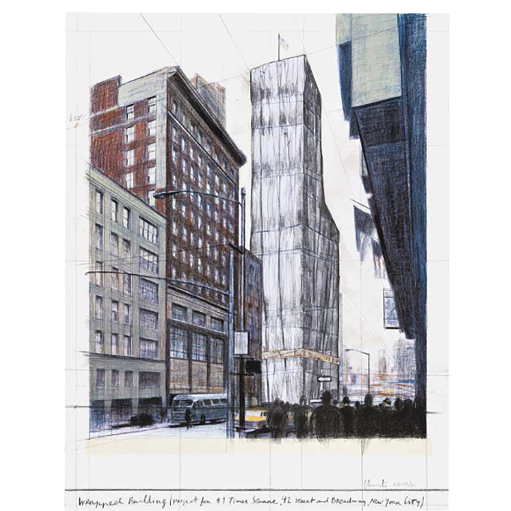 Christo and Jeanne-Claude - Wrapped Building, Project for #1 Times Square, 42 St and Broadway, New York